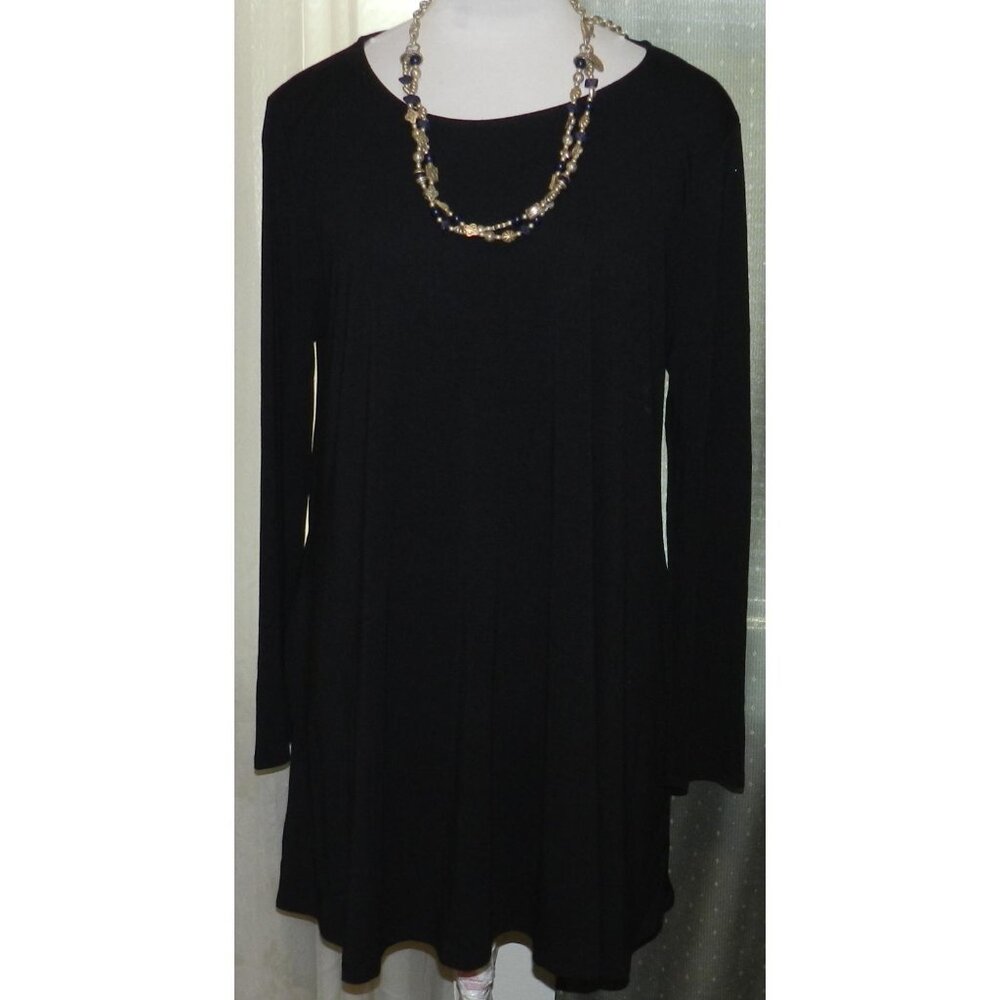 Zenana Premium size 3X little black stretch blend dress long sleeved pull over